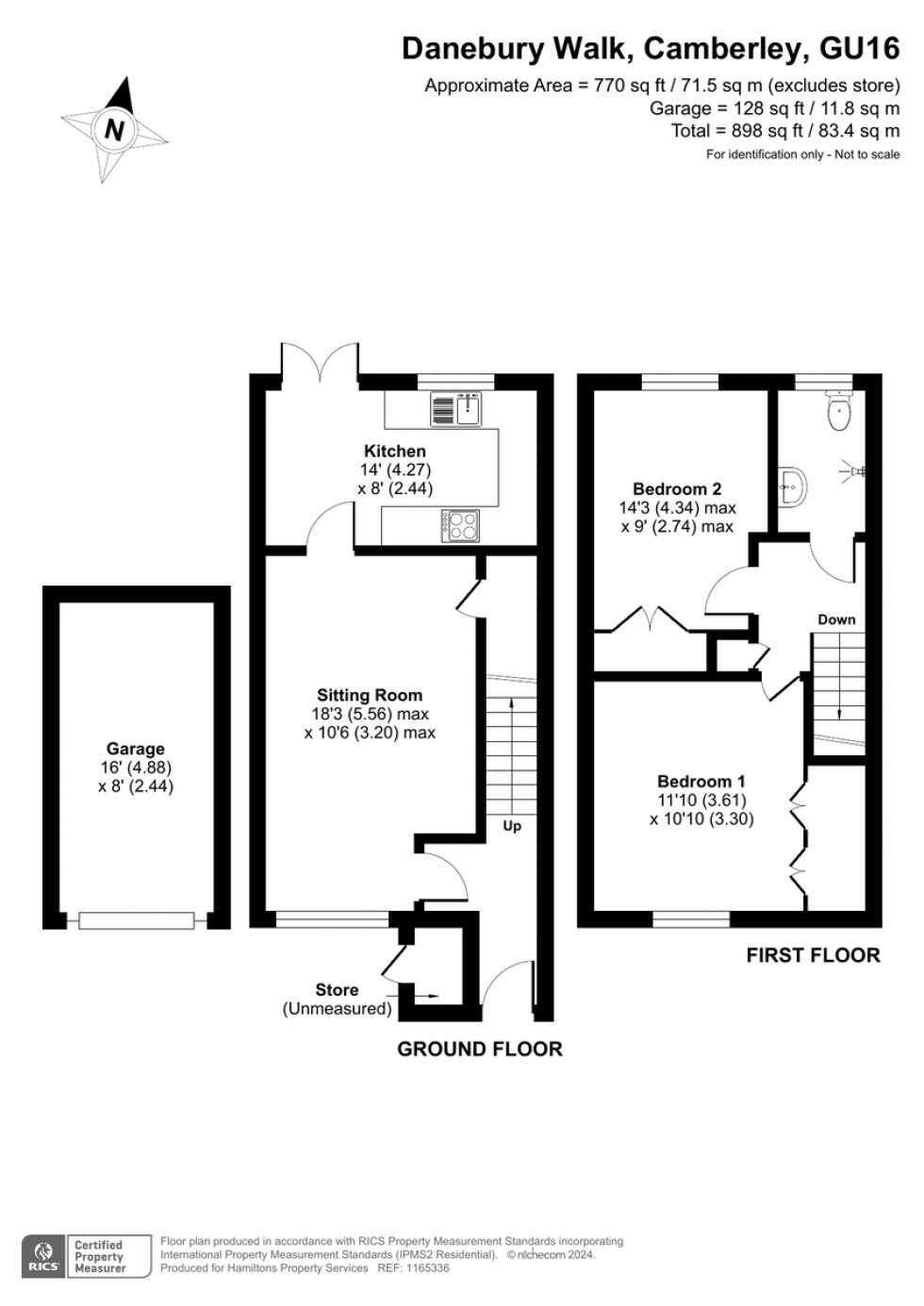 Floorplan for Danebury Walk, Frimley