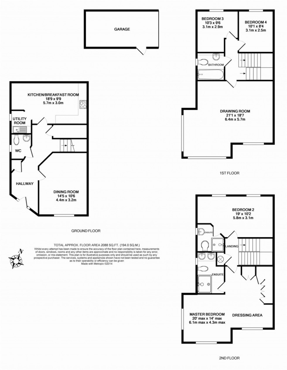 Floorplan for Dettingen Crescent Deepcut,Surrey GU16 6GN