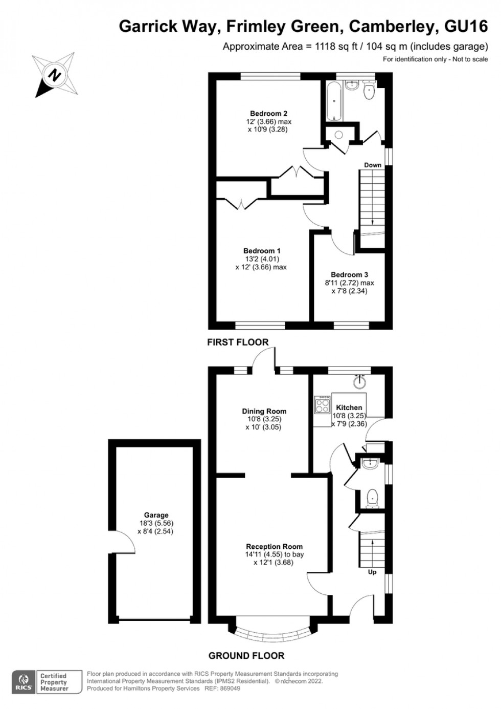 Floorplan for Garrick Way, Frimley Green