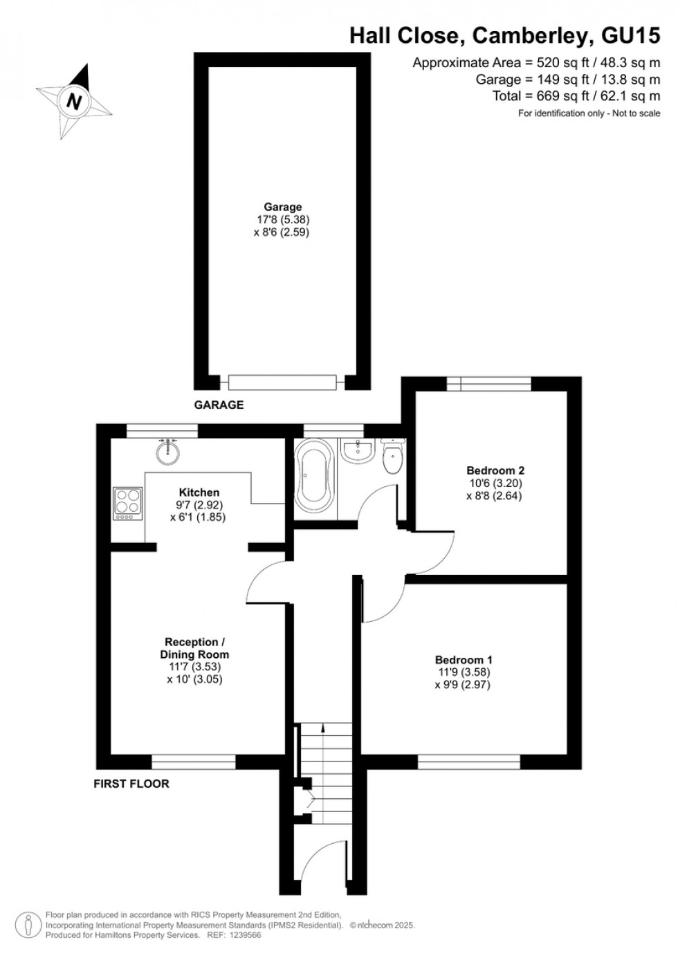 Floorplan for Hall Close, Camberley