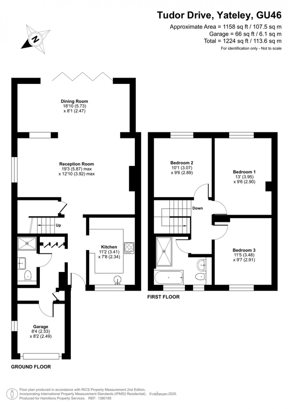 Floorplan for Tudor Drive, Yateley